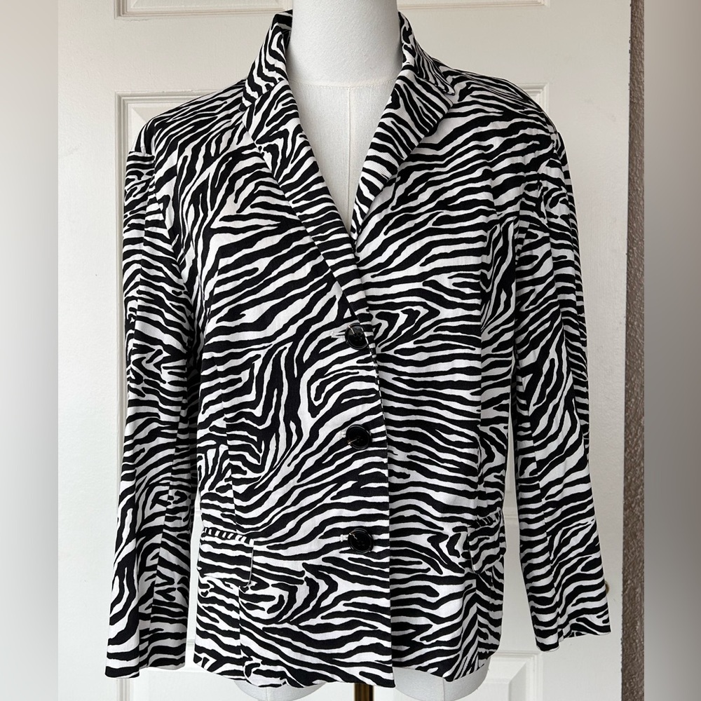 Bandolino Zebra Print Stretch Jacket Size 12